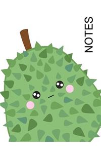 Notes: Kawaii Durian Fruit Notebook (8.5 X 11 Inches, 120 Pages, Lined Notebook) Composition Book, Journal, Diary