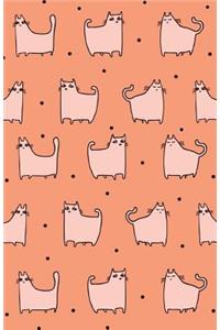 Bullet Journal for Cat Lovers - Funny Cat Pattern in Orange