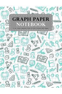 Graph Paper Notebook 1 CM. Gray Squares Size 8.5x11 Inches 120 Pages