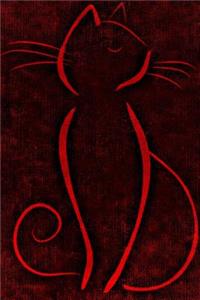 Simple Lines Drawing of a Cat on Red Journal