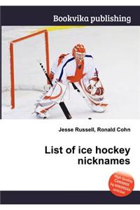 List of Ice Hockey Nicknames