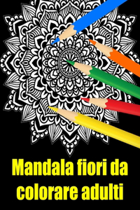 Mandala fiori da colorare adulti sfondo nero