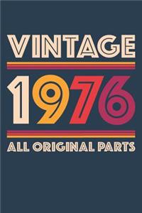 Vintage 1976 Notebook 'All Original Parts' - 43 Years Old Birthday Planner - Retro Journal for Women and Men - 43rd Birthday Gift