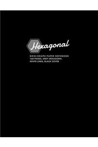 Hexagonal Grid/Graph Paper Notebook, 160 Pages, Grey Hexagons / White Lines, Black Cover