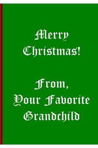 Merry Christmas! - Green Personalized Notebook / Journal / Extended Lined Pages