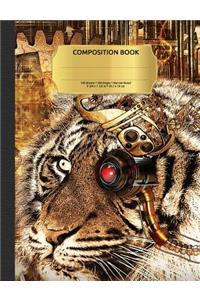 Steampunk Tiger Composition Notebook, Narrow Ruled