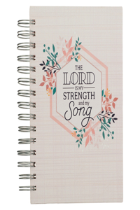 Christian Art Gifts Journal W/Scripture for Women Lord in My Strength & Song Psalm 118:14 Bible Verse Pink 192 Ruled Pages, Large Hardcover Notebook, Wire Bound