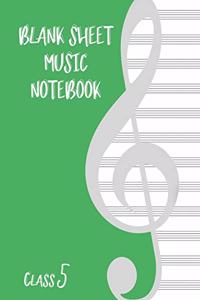 Blank Sheet Music Composition Manuscript Staff Paper Art Music CLASS 5 Notebook Birthday Gift