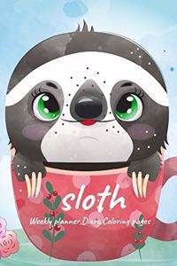 Sloth, Weekly planner, Diary, Coloring pages