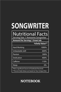 Nutritional Facts Songwriter Awesome Notebook