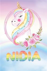 Nidia: Nidia's Unicorn Personal Custom Named Diary Planner Perpetual Calendar Notebook Journal 6x9 Personalized Customized Gift For Someone Who's Surname i