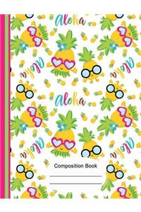Tropical Aloha Cute Pineapple Composition Notebook Dot Grid Paper