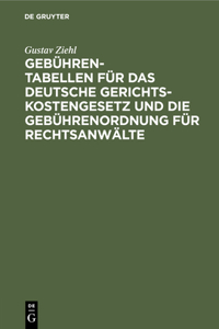 Gebühren-Tabellen Für Das Deutsche Gerichtskostengesetz Und Die Gebührenordnung Für Rechtsanwälte