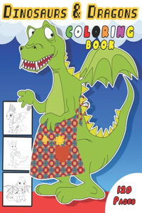 Dinosaurs and Dragons Coloring Book for Kids