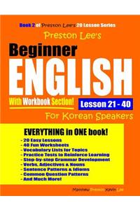 Preston Lee's Beginner English With Workbook Section Lesson 21 - 40 For Korean Speakers