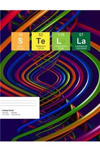 Stella: Stella Composition Notebook, Personalised Name Notebook, Periodic Table Style Science Fan Notebook, Future Chemist Notebook, 7.44 x 9.69 College Rul