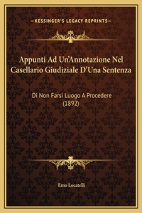 Appunti Ad Un'Annotazione Nel Casellario Giudiziale D'Una Sentenza