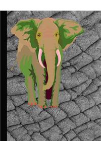 Wild Elephat Dot Grid Notebook 200 Journal Pages 8 1/2 x 11 Inches