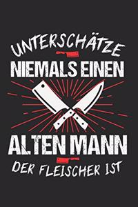 Unterschätze Niemals Einen Alten Mann Der Fleischer Ist: Islandpferd & Isländer Notizbuch 6'x9' Liniert Geschenk für Reiten & Pferde