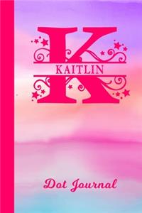 Kaitlin Dot Journal: Personalized Custom First Name Personal Dotted Bullet Grid Writing Diary - Cute Pink & Purple Watercolor Cover - Daily Journaling for Journalists & 