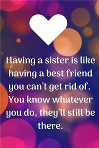 Having A Sister Is Like Having A Best Friend You Can't Get Rid Of. You Know Whatever You Do, They'll Still Be There.