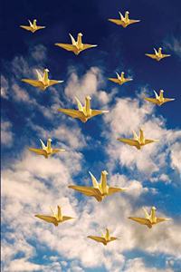 Origami Flying Cranes Composition Notebook 200 8x10 college-ruled pages