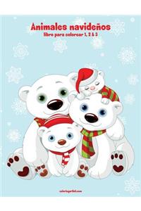 Animales navideños libro para colorear 1, 2 & 3