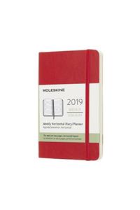 2019 Moleskine Horizontal Scarlet Red Pocket Weekly 12-month Diary Soft