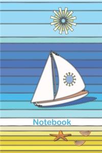 Dog and Yacht Summer Beach Scene Notebook