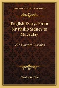 English Essays From Sir Philip Sidney to Macaulay