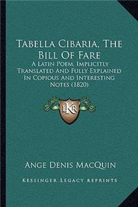 Tabella Cibaria, The Bill Of Fare