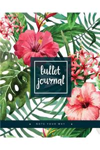 Bullet Journal Dot Grid for 90 Days, Numbered Pages Quarterly Journal Diary, Colorful Tropical Summer Plant Garden