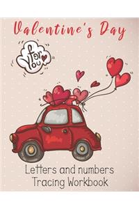 Valentine's Day Letters and numbers Tracing workbook