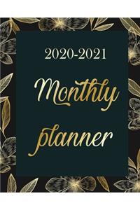 Monthly Planner 2020-2021: Sakura Gold, 24 Months Academic Schedule With Insporational Quotes And Holiday.