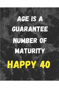 Age Is A Guarantee Number Of Maturity Happy 40