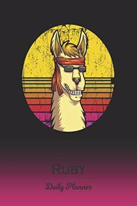 Ruby: Llama Daily Planner - Custom Letter R First Name Personal 1 Year (2020 - 2021) Planning Agenda - January 20 - December 20 - Writing Notebook - Dateb