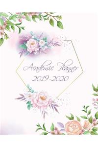 Academic Planner 2019-2020: Calendar Monthly Schedule Organizer with Purple Flowers Cover (2019-2020 Calendar Planner)