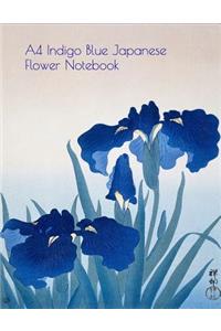 A4 Indigo Blue Japanese Flower Notebook