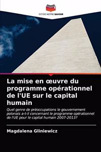 mise en oeuvre du programme opérationnel de l'UE sur le capital humain
