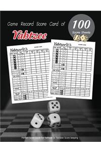 Game Record Score Card of Yahtzee 100 Score Sheets