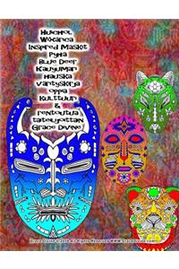 Huichol Wixarica Inspired Maskit Pyhä Blue Deer Kauyumari hauska värityskirja oppia kulttuuri & rentoutua taiteilijoittain Grace Divine