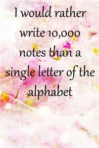 I would rather write 10,000 no single letter of the alphabet
