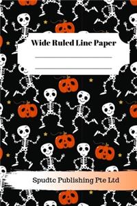 Scary Skulls Theme Wide Ruled Line Paper