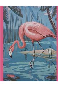 Composition Book Journal: : Vintage Paint-By-Number Pbn Mid Century Flamingo Motif Cover, College Ruled Paper, 150 Blank Lined Sheets, 9-3/4 X 7-1/2.