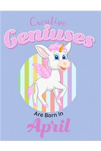 Unicorn Composition Notebook Creative Geniuses Are Born In April