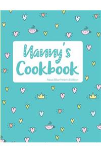 Nanny's Cookbook Aqua Blue Hearts Edition