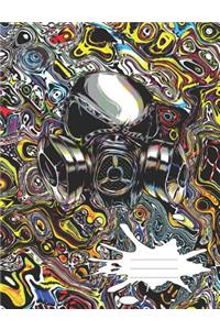 Psychedelic Gas Mask College Ruled Composition Notebook 200 Pages 7.44