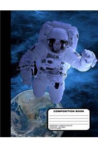 Astronaut in Outer Space Graph Paper Notebook 200 Pages 8 1/2 x 11 Inches