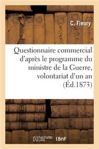 Questionnaire Commercial d'Après Le Programme Du Ministre de la Guerre