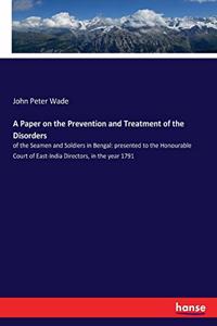 Paper on the Prevention and Treatment of the Disorders